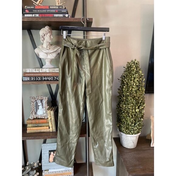 Peter Som Collective Faux Leather Pants Green Womens Size 4 - Picture 5 of 12